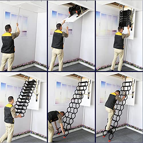 White 13 Steps Retractable Attic Ladder C52705