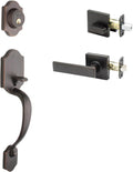 Soft Contemporary Front Door Handle Lever Trim, Tuscan Bronze B445183
