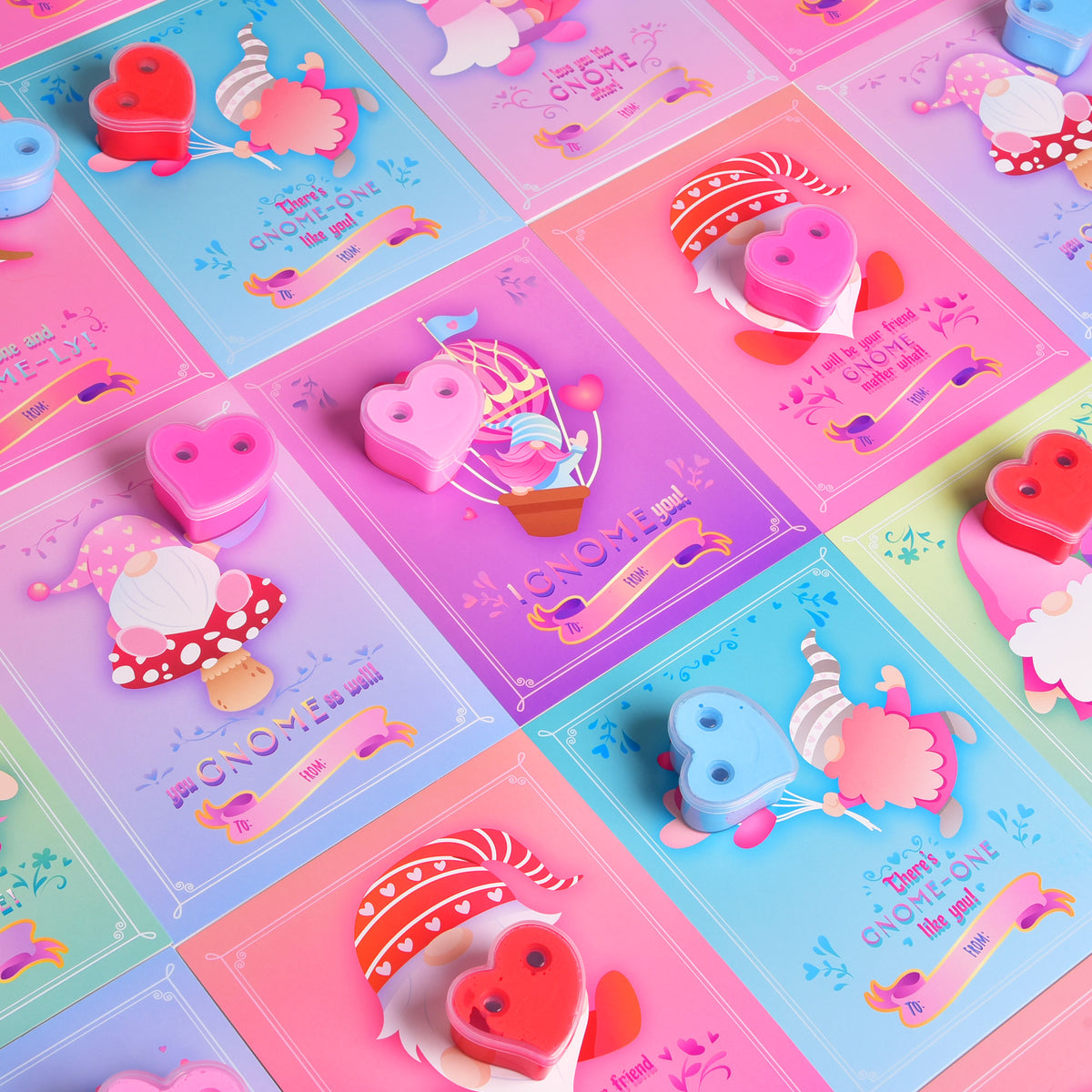 28Pcs Valentine Heart Butter Slime with Gnome Cards H56870