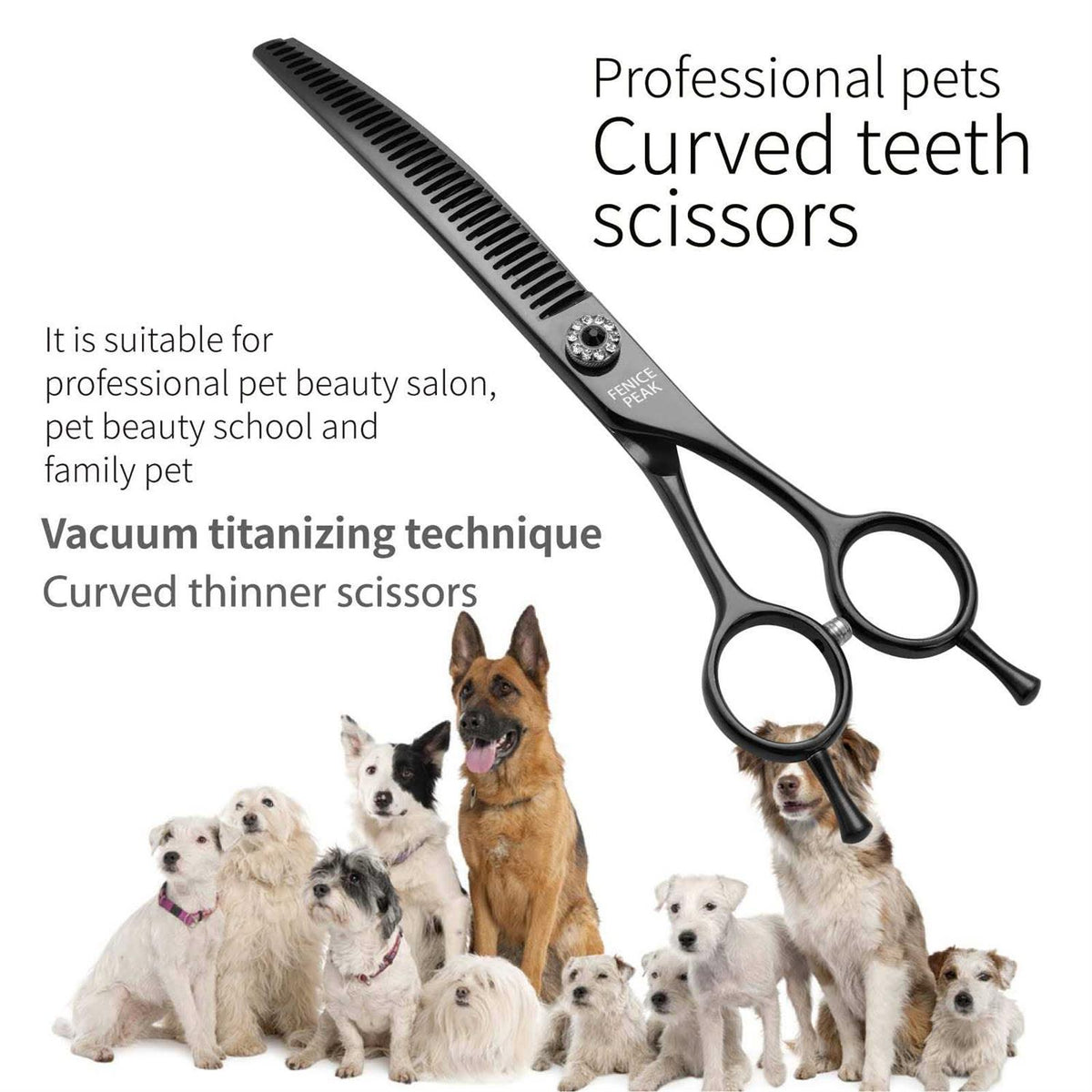 Professional Dog Grooming Curved Thinning Scissors 7.0" 440C Steel F77785