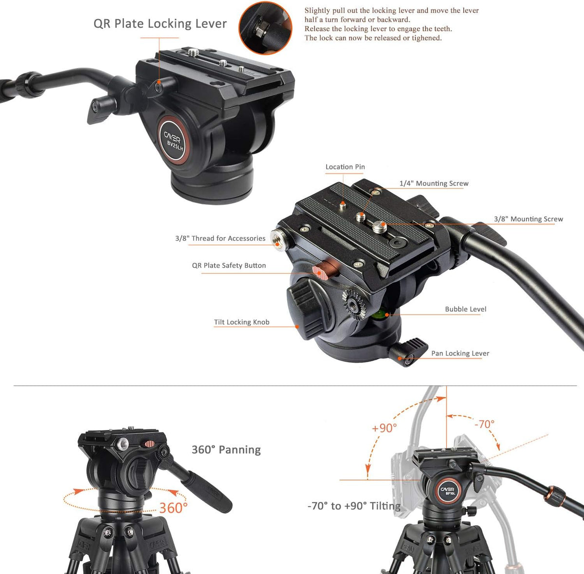 Carbon Fiber Video Tripod System with Fluid Drag Head Q4117