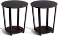 2-Tier Round Metal End Table with Storage Shelf M681