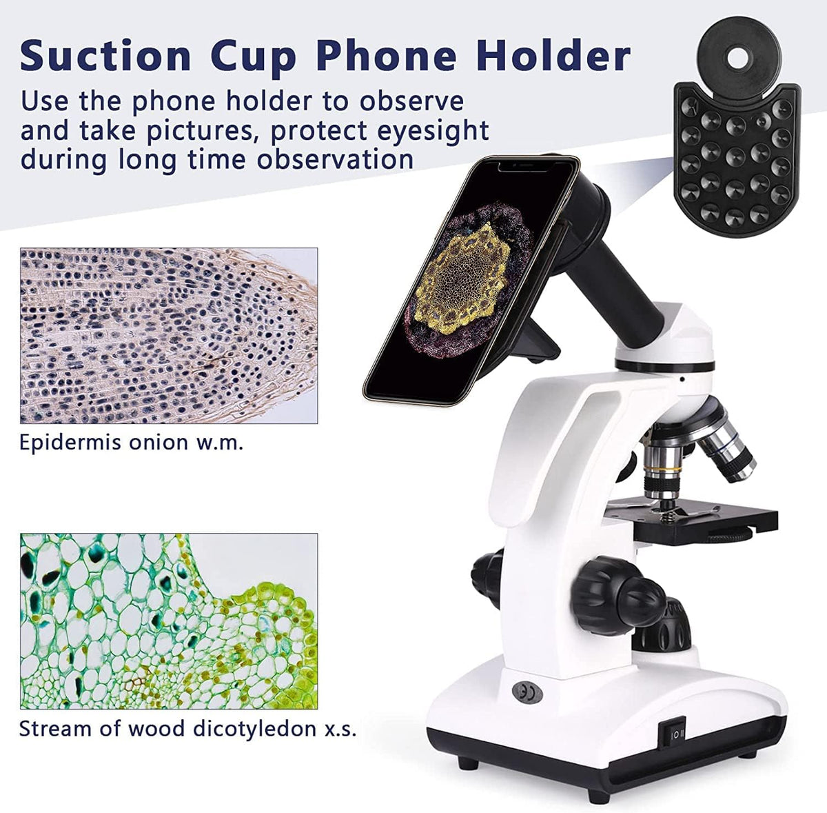 Cordless Biological Compound Monocular Microscope with Slides Set and Phone Adapter Z72946