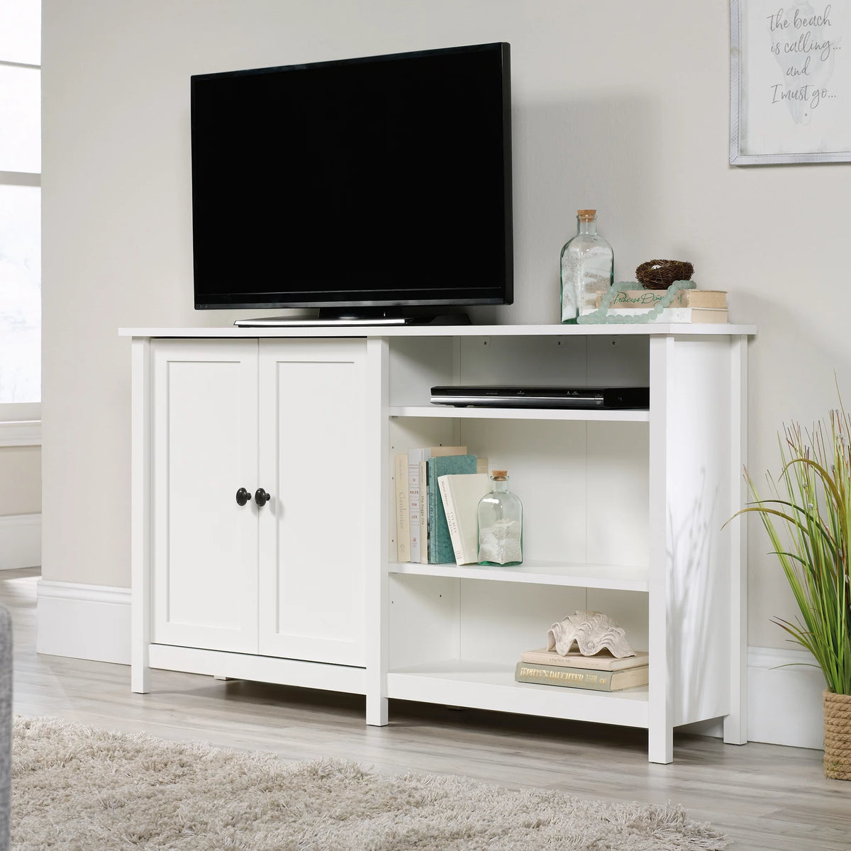 Soft White Storage Console TV Stand C257