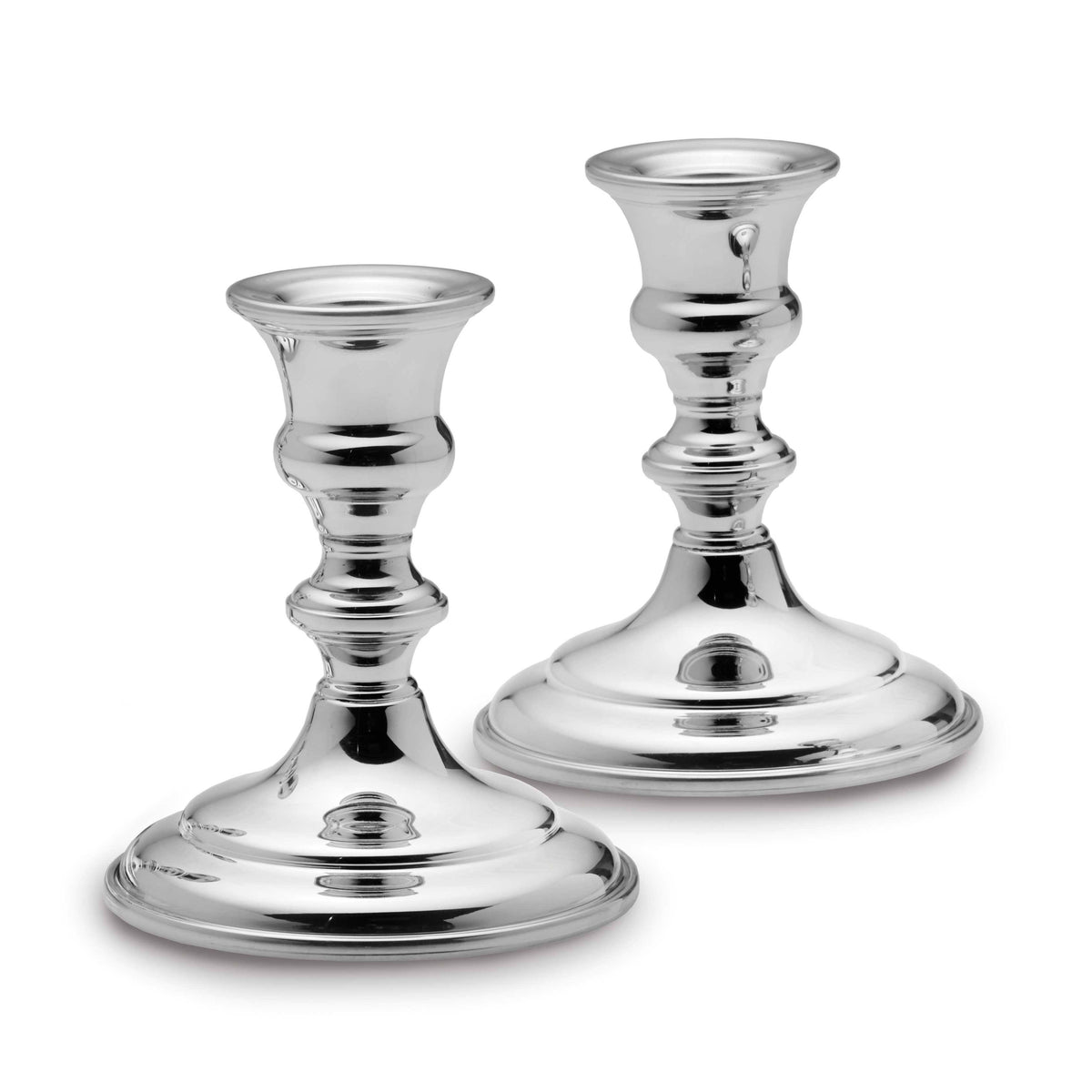 Silver Pewter Pair Candlesticks O2136