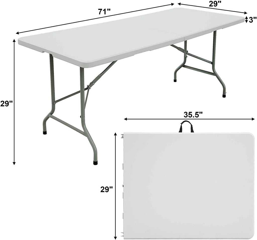 White Folding Plastic Dining Table with Handle N3911