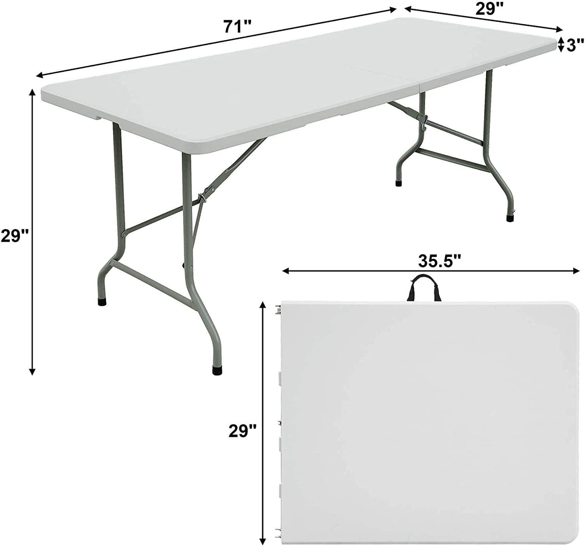 White Folding Plastic Dining Table with Handle N3911