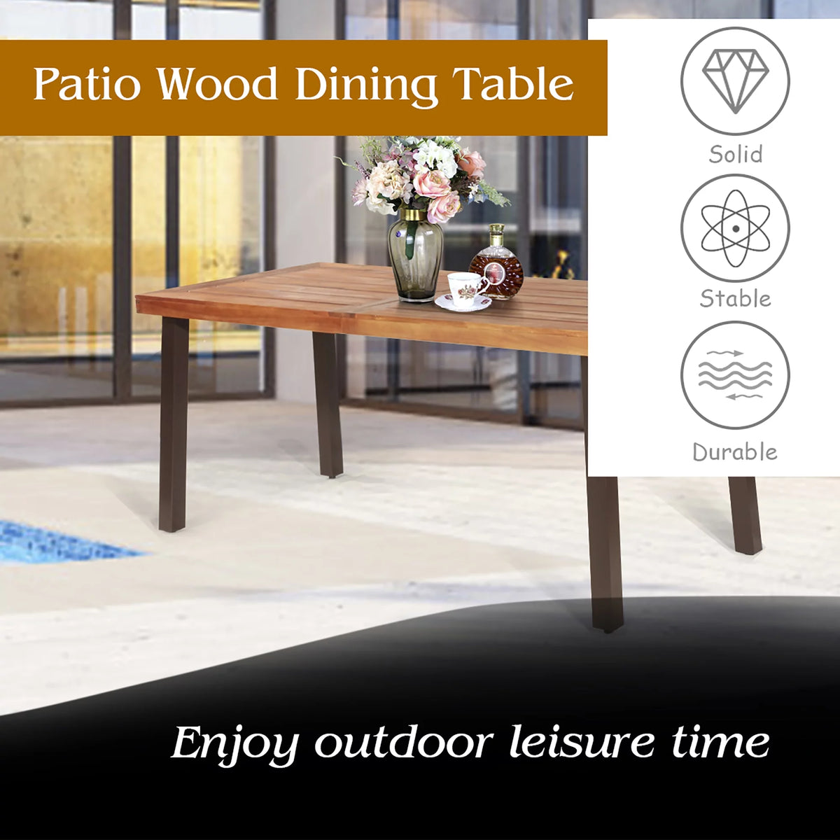 Acacia Wood Rectangular Dining Table K702196