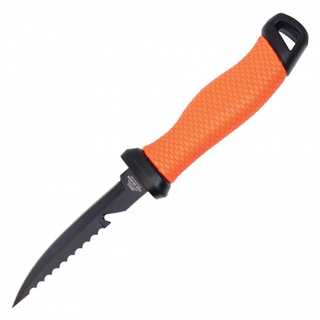 10.5" Gut Hook Filet Knife Orange Handle with Black Sheath P625