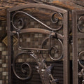 Black Gold Finish Floral Iron Fireplace Screen J10169