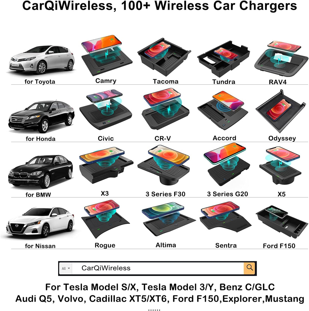 Wireless Charger for Toyota Camry 2018 2022, Pack of 2 R69739