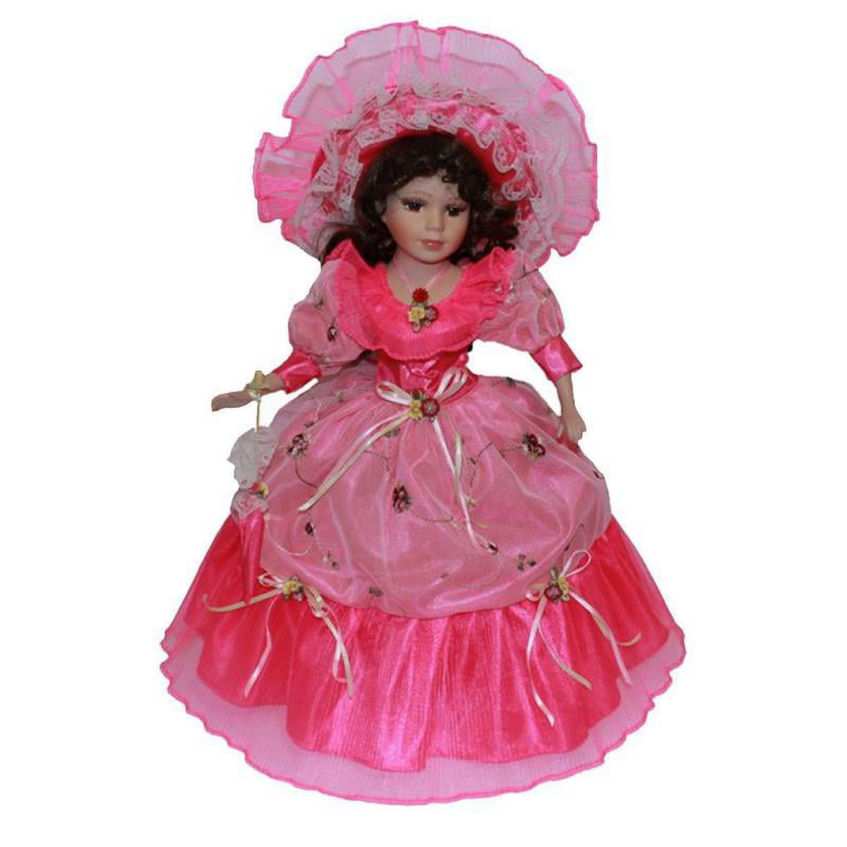 40cm Porcelain Female Doll Model In Rose Red Dress Hat Home Decor I97650