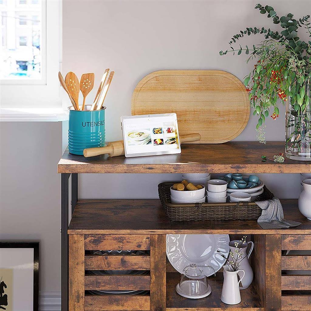 Storage Sideboard with Cupboard, Shelves, Louvered Doors O1297
