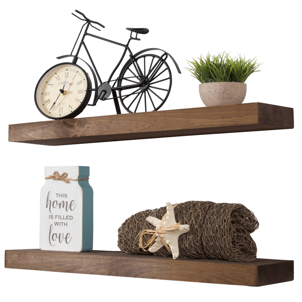 Rustic Wood Wall Shelf Set of 2 B71979