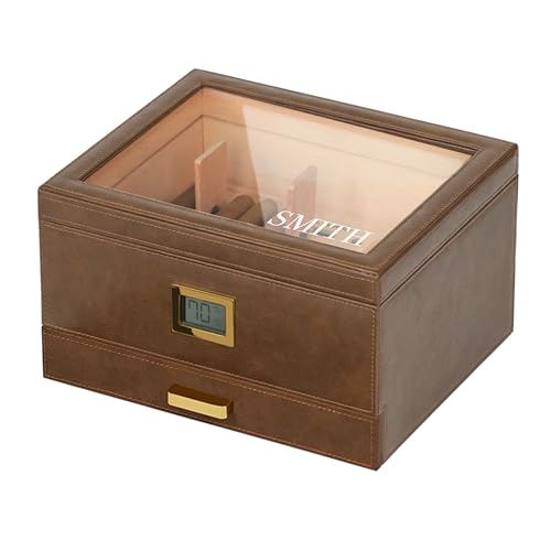 Glass Top Humidor with Cedar and Digital Hygrometer P584