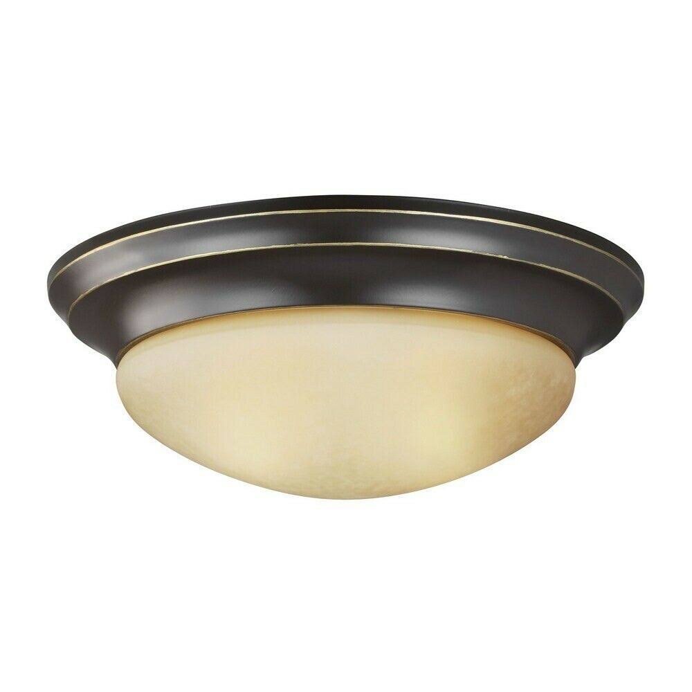 14 inch 1 LED Medium Flush Mount Heirloom Bronze Finish with Amber Scavo L587322