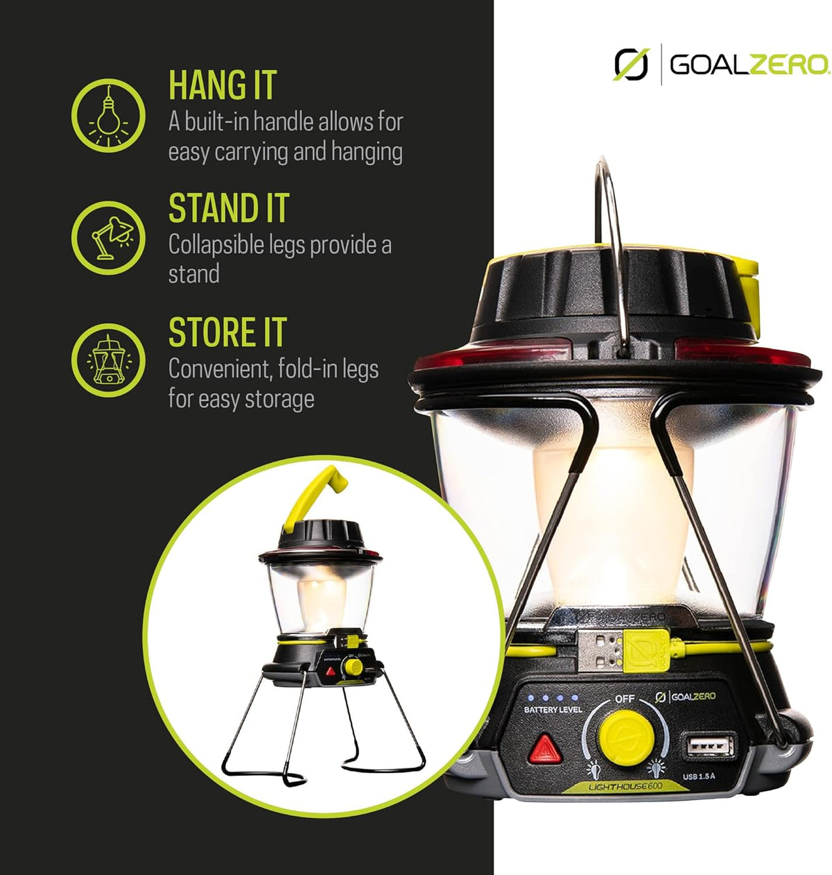 600-Lumen Solar LED Camping Lantern Y3786