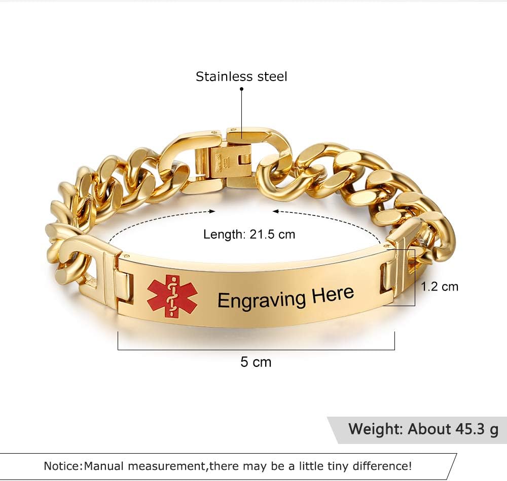 Stainless Steel Medical ID Bracelets for 8.5 Inches U500