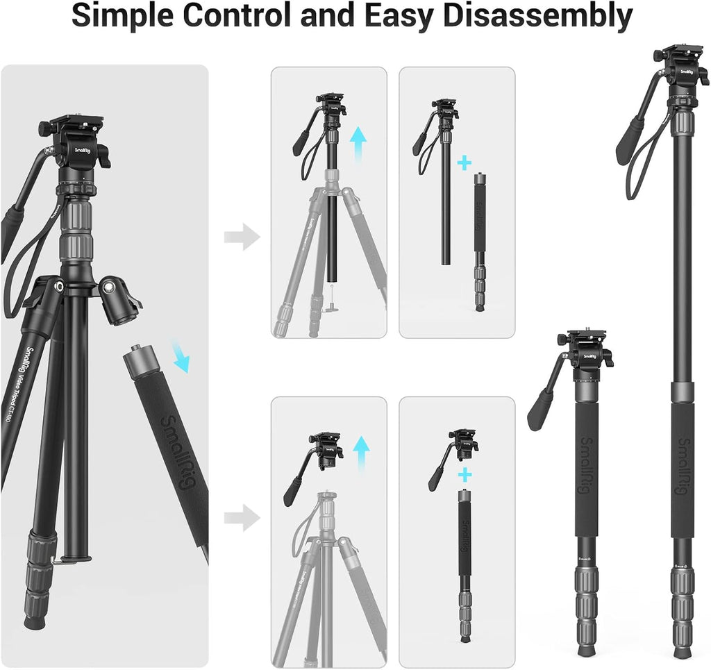 Aluminum Video Tripod Monopod with Fluid Head X549