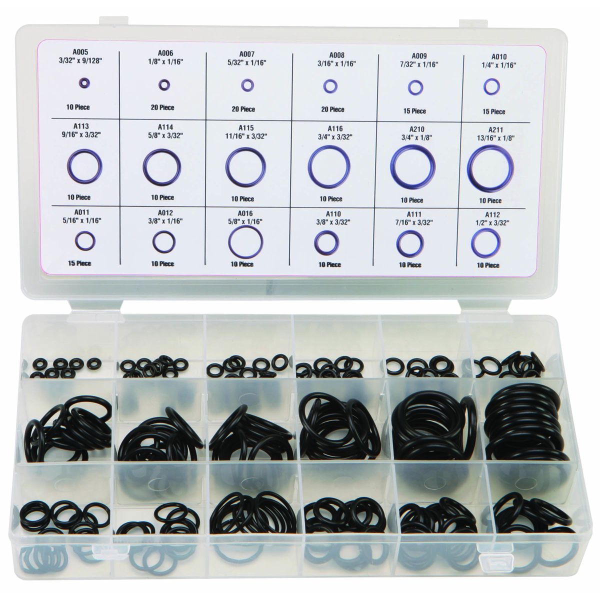 Nitrile O-Ring Assortment, 225 Piece E30349