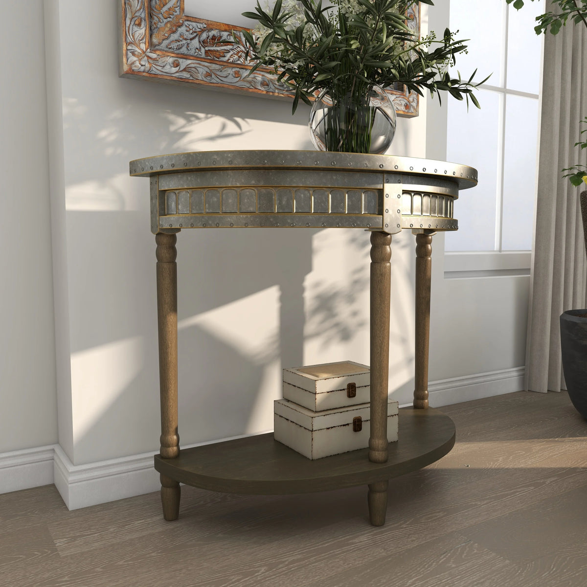 Metal Half Moon Console Table C851