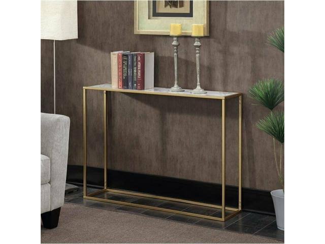 Gold Faux Marble Top Console Table H245