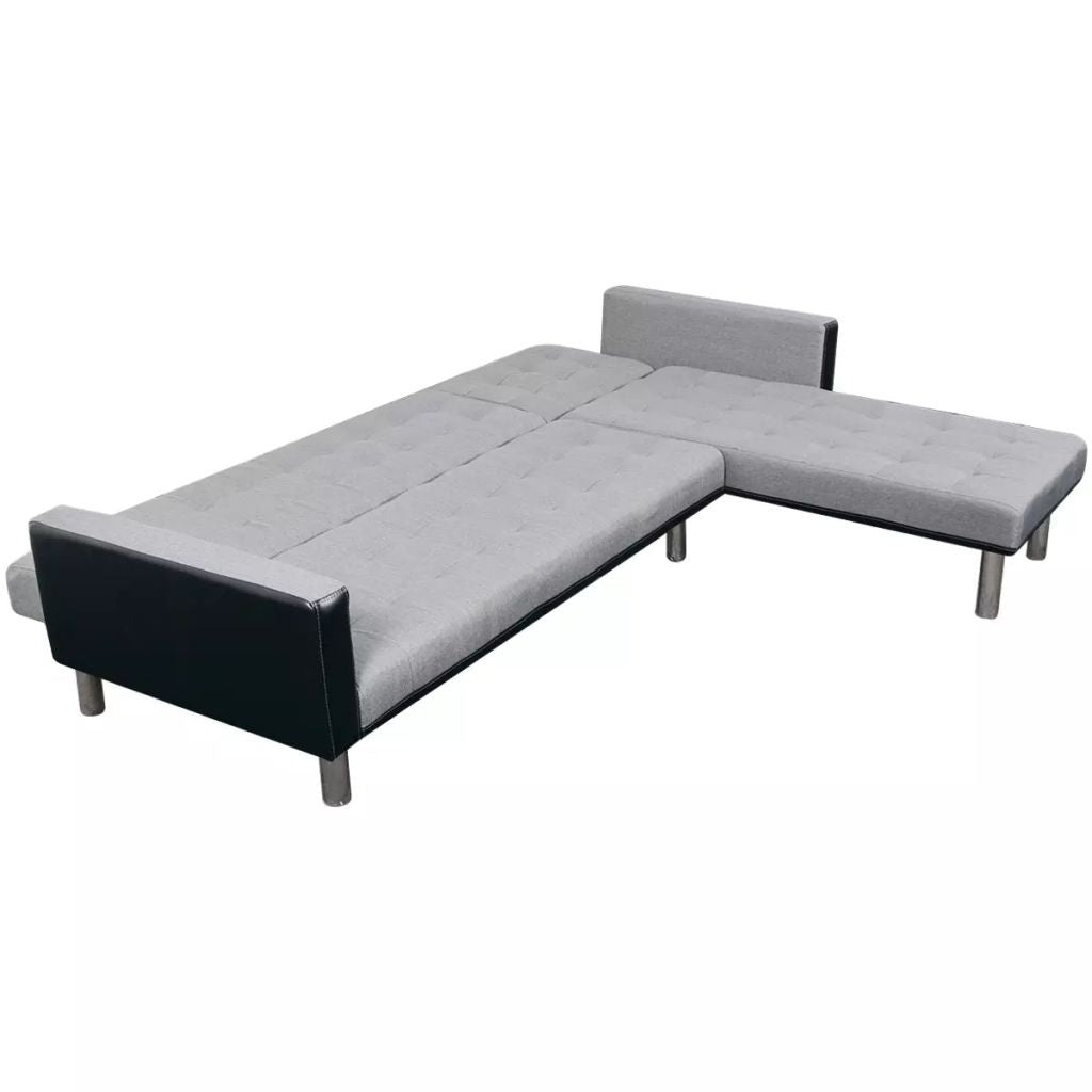 L-shaped Sofa Bed Fabric Black and Gray Z957573