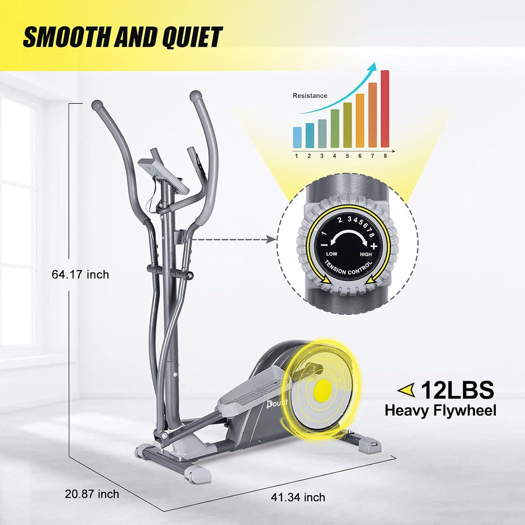Adjustable Magnetic Elliptical Cross Trainer with LCD Monitor and Pulse Sensors Z246