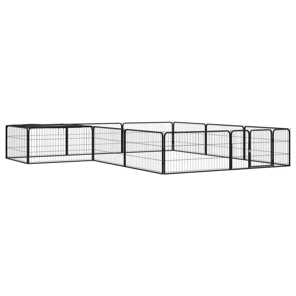 Black 4 Panel Powder-coated Steel Dog Playpen W5402