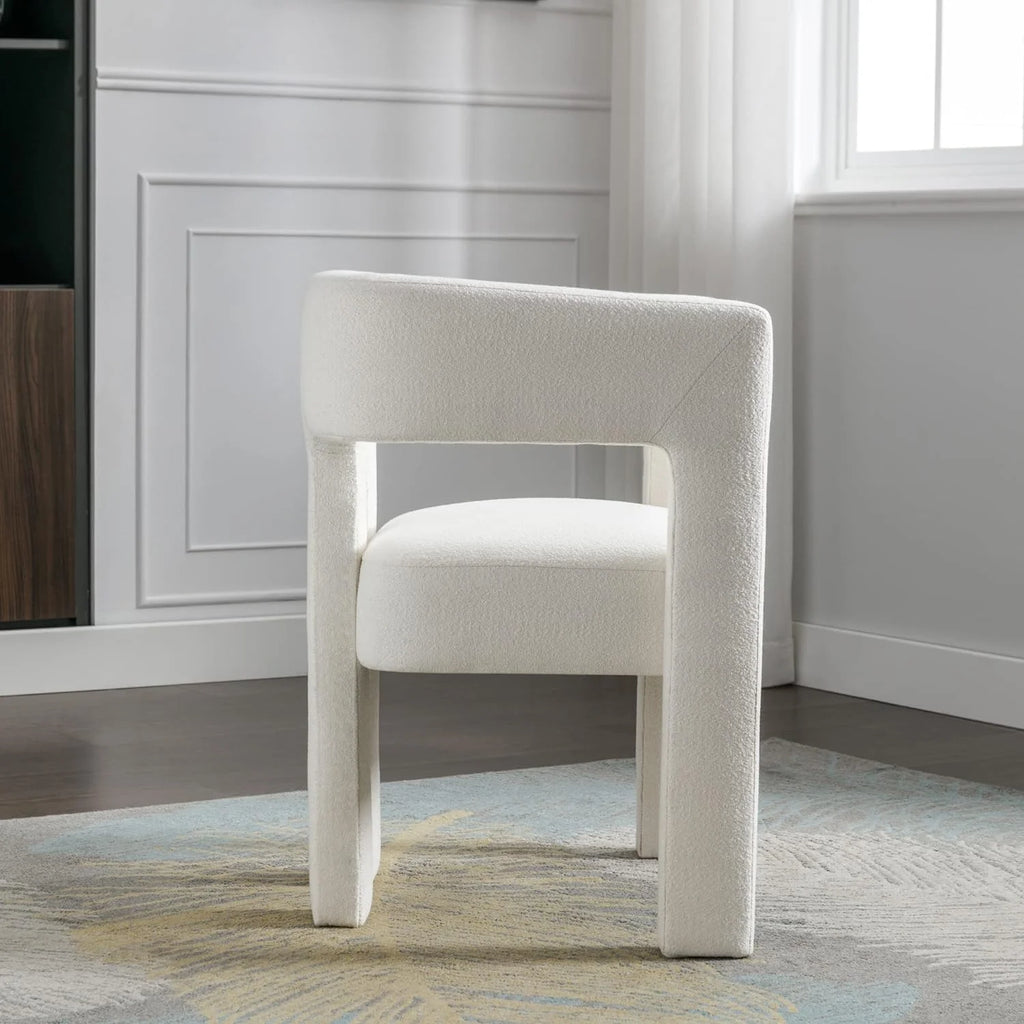 Beige Upholstered Accent Chair with Solid Wood Frame J901321