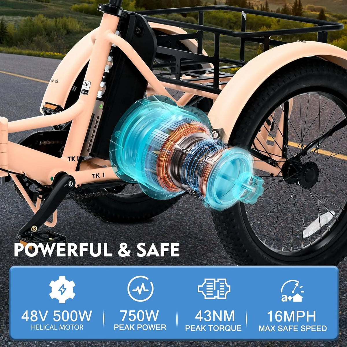 24/26 Electric Tricycle 350W 36V 7 Speeds with Basket X378666
