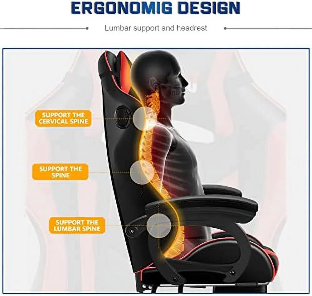 RGB Gaming Chair with Massage and Footrest J5994