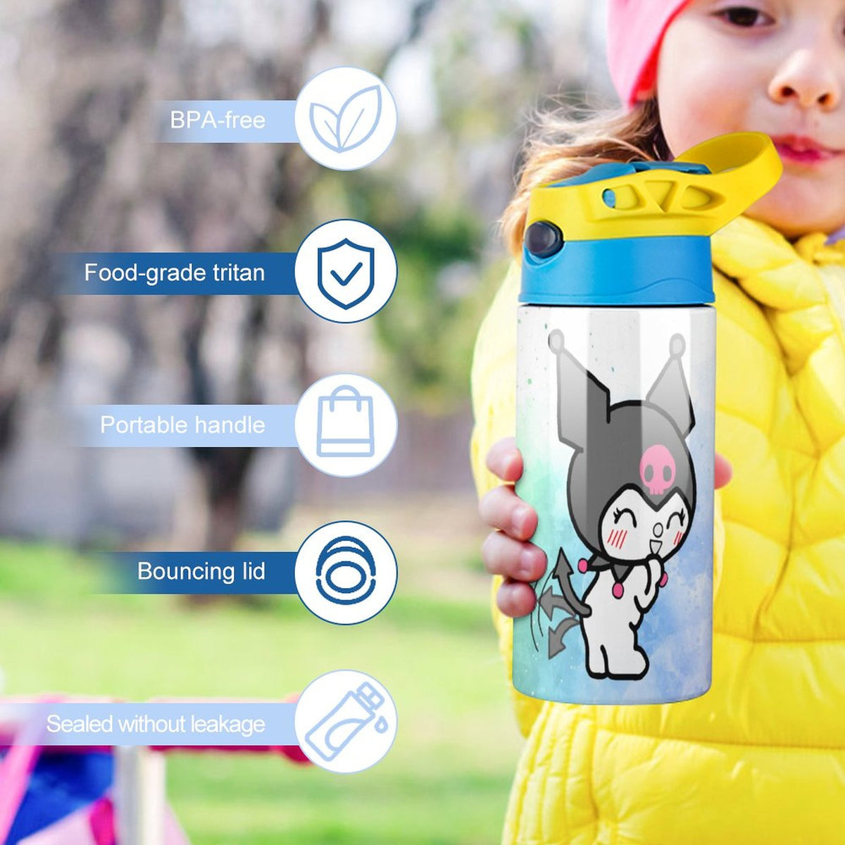 Stainless Steel Vacuum Insulated Children's Water Bottle With Straw V58712