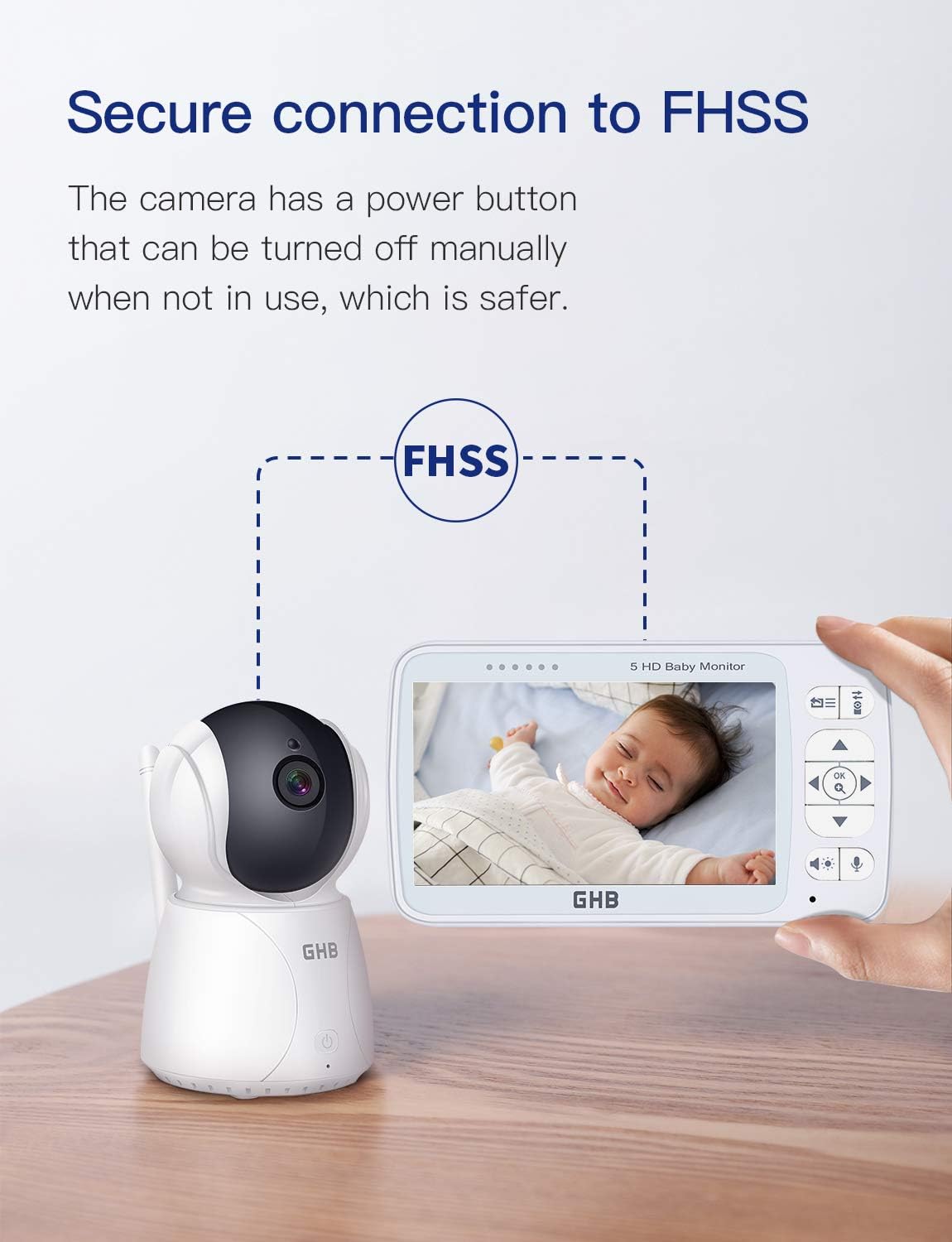 Baby Monitor with Camera and Audio 5 HD 720P Night Vision Temperature Sensor E6965