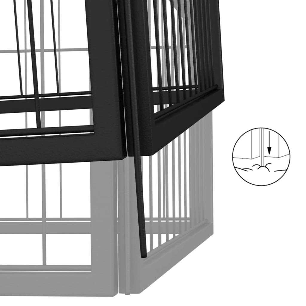 Black 4 Panel Powder-coated Steel Dog Playpen W5402