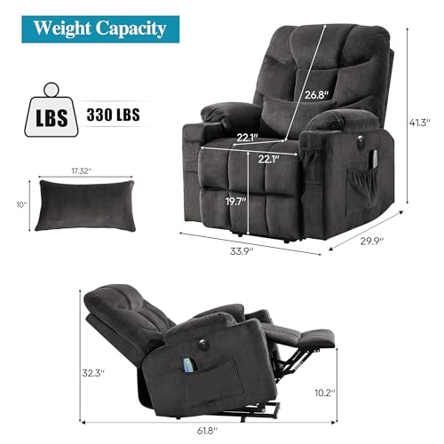 Power Lift Recliner Chair with Heat and Massage and USB Port C991549