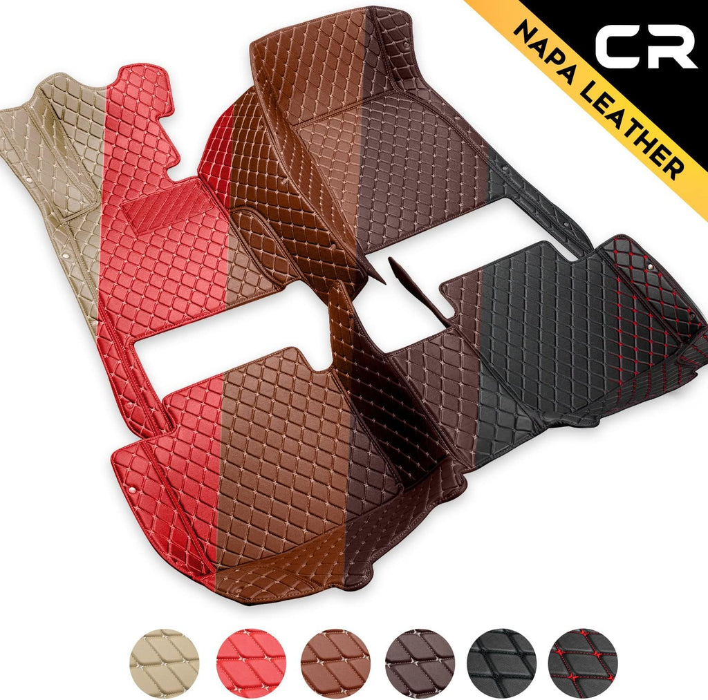Leather Car Floor Mats 1st & 2nd Row Black J379