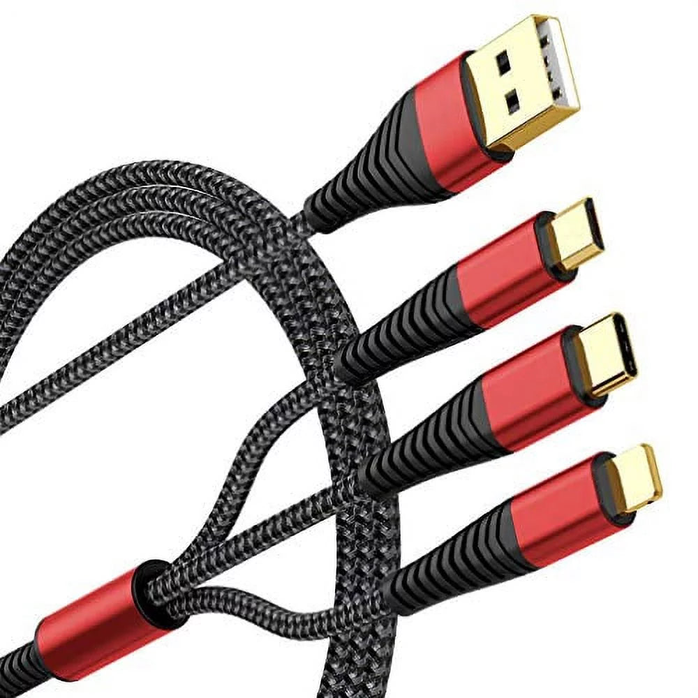 3 in 1 Nylon Braided Multi Charger Cable 2Pack 6ft M9487