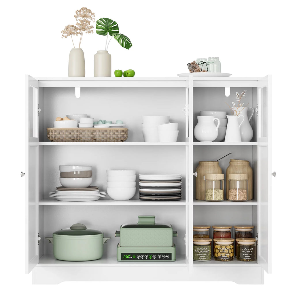 White 3 Glass Door Accent Cabinet B385318