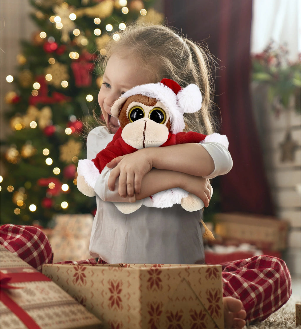 Santa Big Eye Monkey Stuffed Animal Plush Toy, 6 Inches Q688222