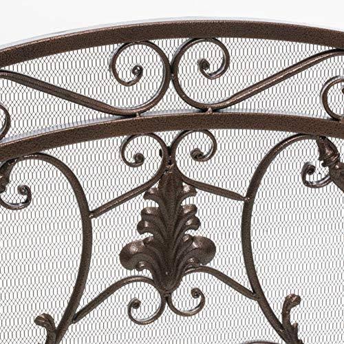 Black Gold Finish Floral Iron Fireplace Screen J10169