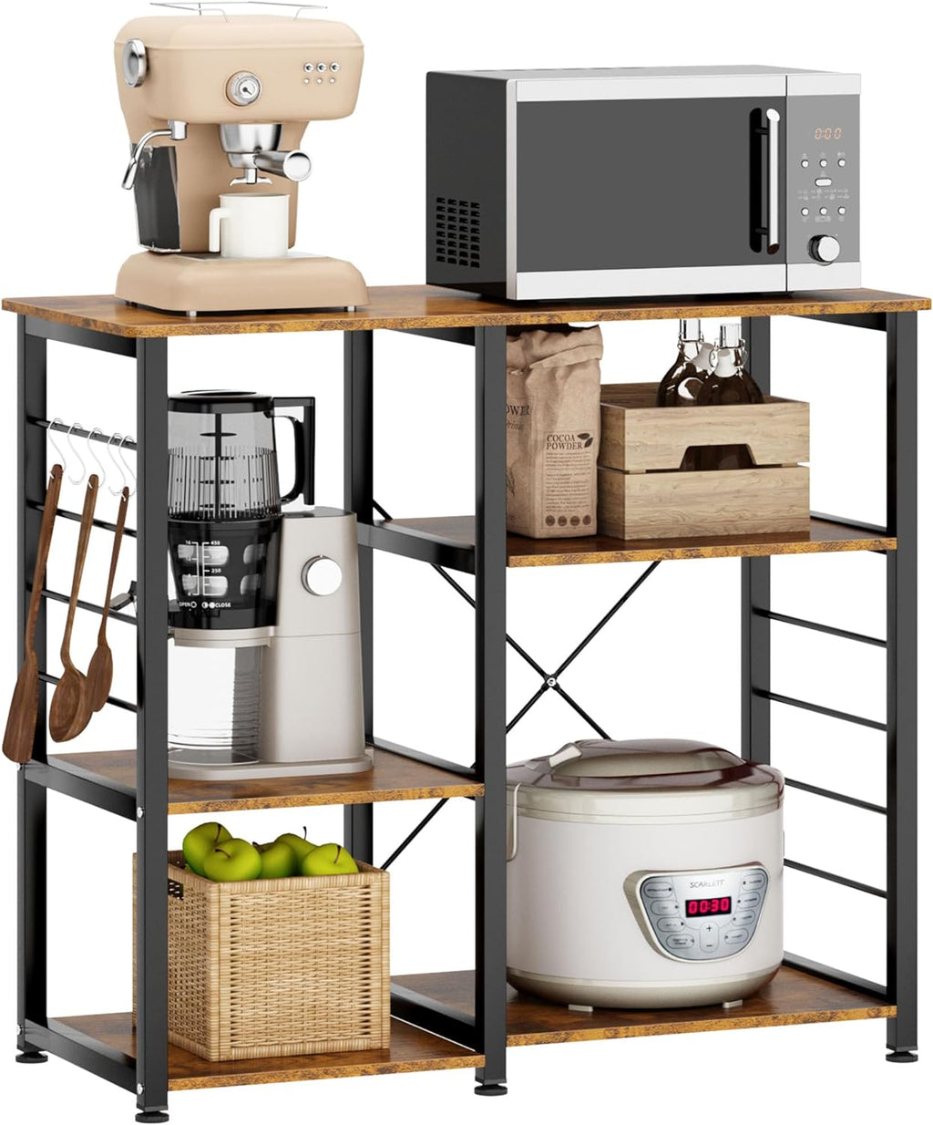 Rustic Brown Kitchen Storage Cart Workstation Shelf Z440