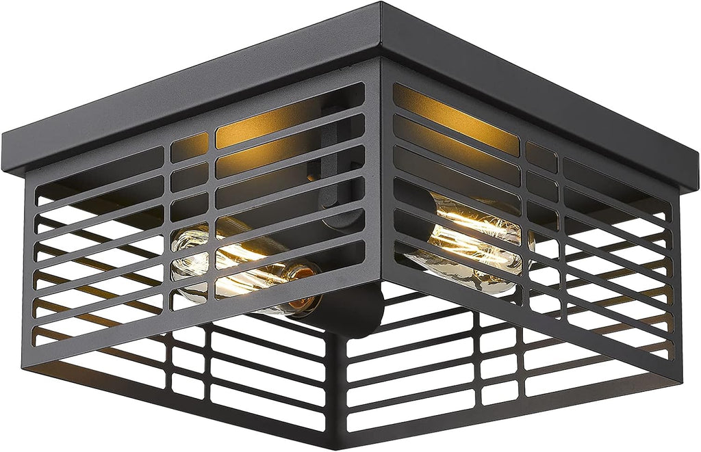 Black 2-Light Flush Mount Ceiling Light D911451