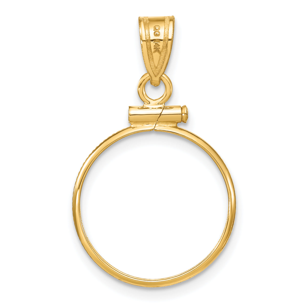 14K Yellow Gold Polished Screw Top Coin Bezel Pendant I3123