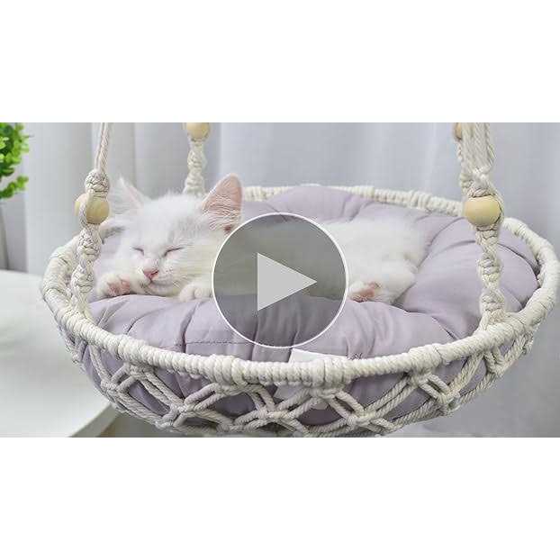 Handwoven Macrame Cat Swing with Hanging Kit A157
