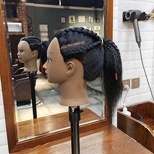 Black 16" Real Hair Mannequin Head Q880