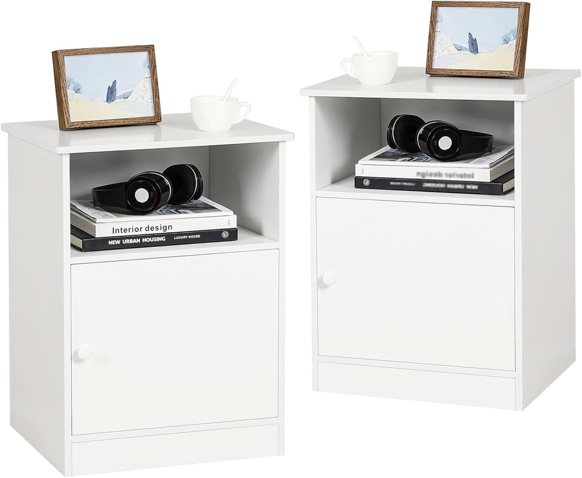 Black Tall Nightstand with Cabinet and Open Shelf S7683