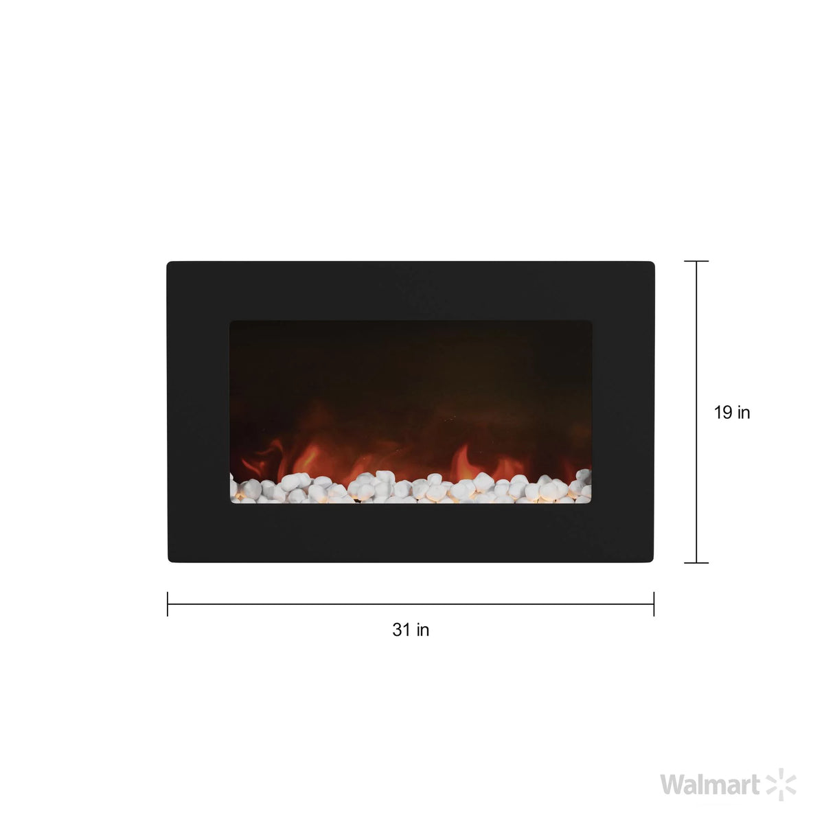 30" Wall-Mount Electronic Fireplace with Flat Panel and Crystal Rocks T6293