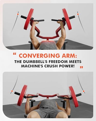 Chest Press Machine with Independent Converging Arms, Adjustable Flat Incline Bench J221553