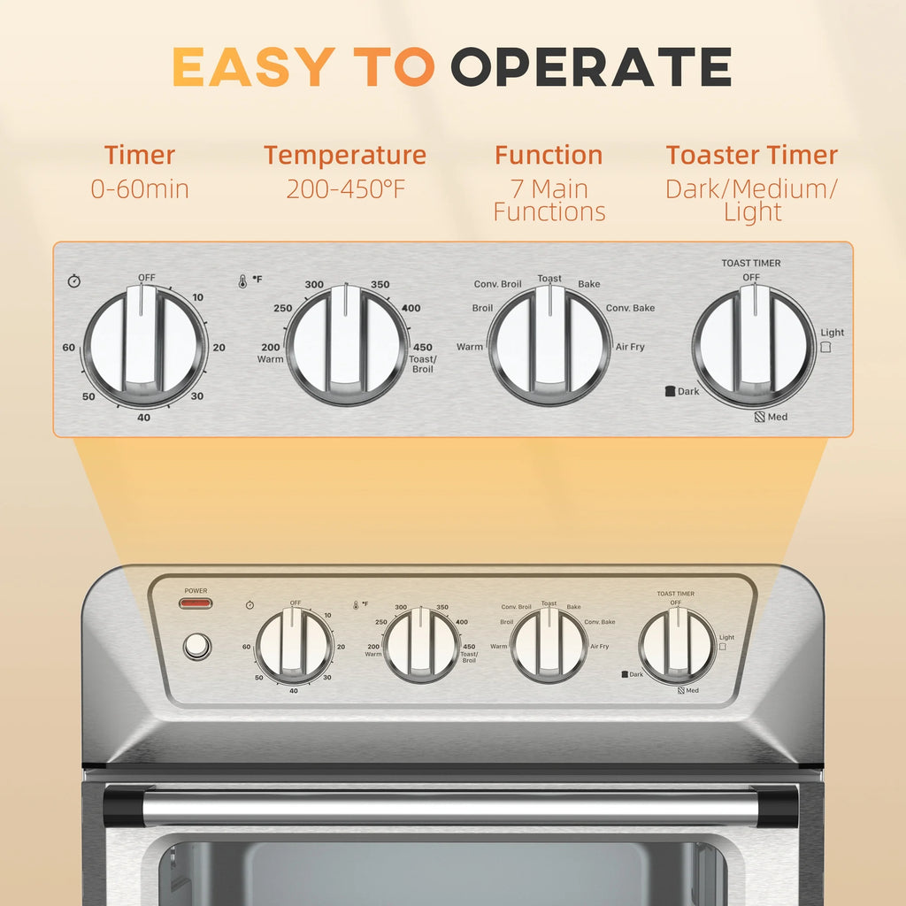 21QT 7-In-1 Convection Air Fryer Toaster Oven, 1800W Stainless Steel W458277